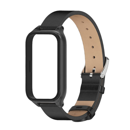 For Xiaomi Smart Band 9 Active / Redmi Band 3 Mijobs Metal Shell Microfiber PU Leather Watch Band(Black) by MIJOBS