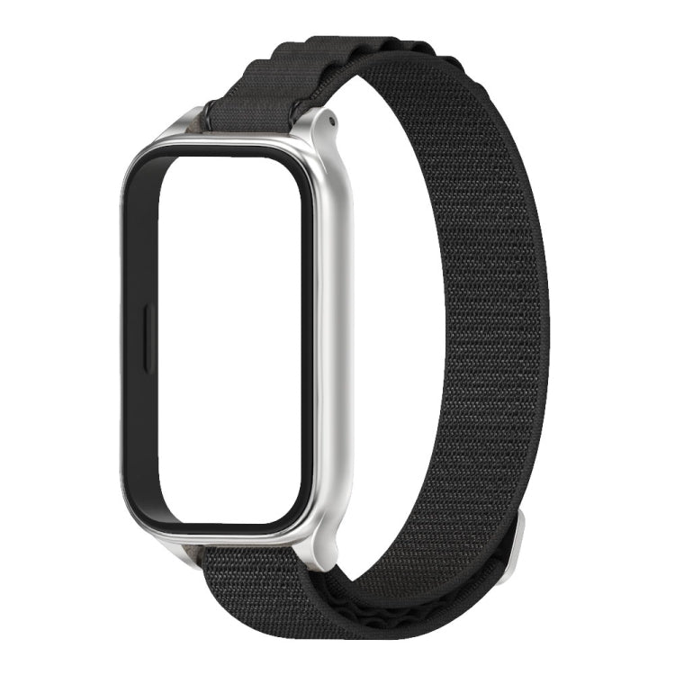 For Xiaomi Smart Band 9 Active / Redmi Band 3 Mijobs Metal Shell Nylon Watch Band(Black Silver) by MIJOBS