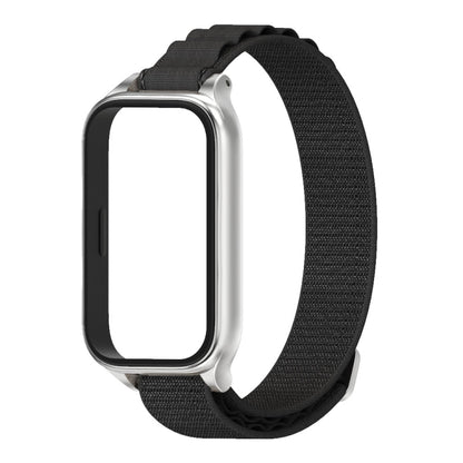 For Xiaomi Smart Band 9 Active / Redmi Band 3 Mijobs Metal Shell Nylon Watch Band(Black Silver) by MIJOBS