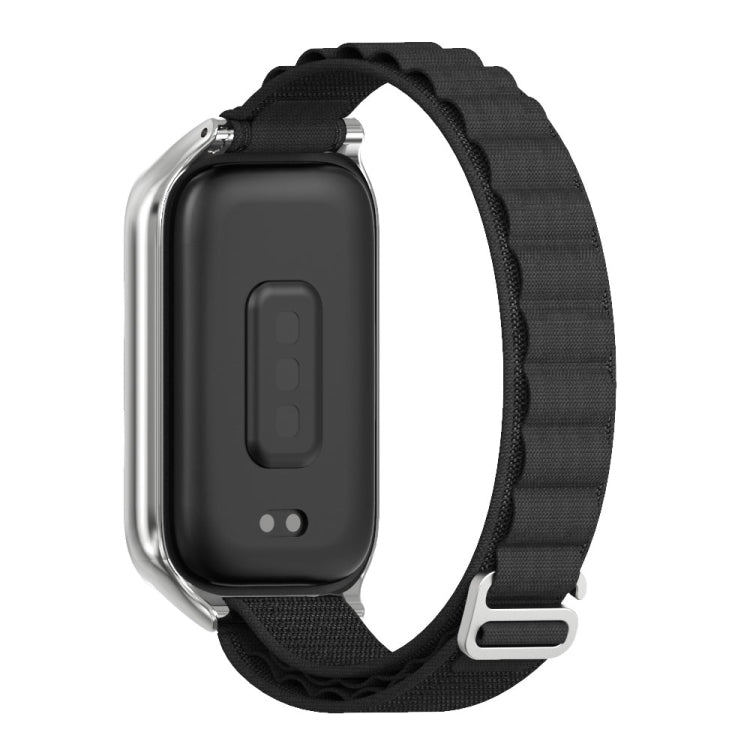 For Xiaomi Smart Band 9 Active / Redmi Band 3 Mijobs Metal Shell Nylon Watch Band(Black Silver) by MIJOBS