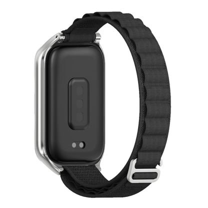 For Xiaomi Smart Band 9 Active / Redmi Band 3 Mijobs Metal Shell Nylon Watch Band(Black Silver) by MIJOBS