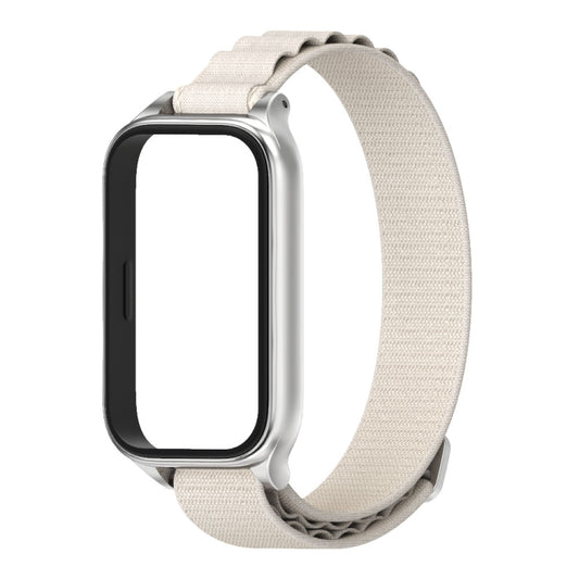 For Xiaomi Smart Band 9 Active / Redmi Band 3 Mijobs Metal Shell Nylon Watch Band(Grey Silver) by MIJOBS