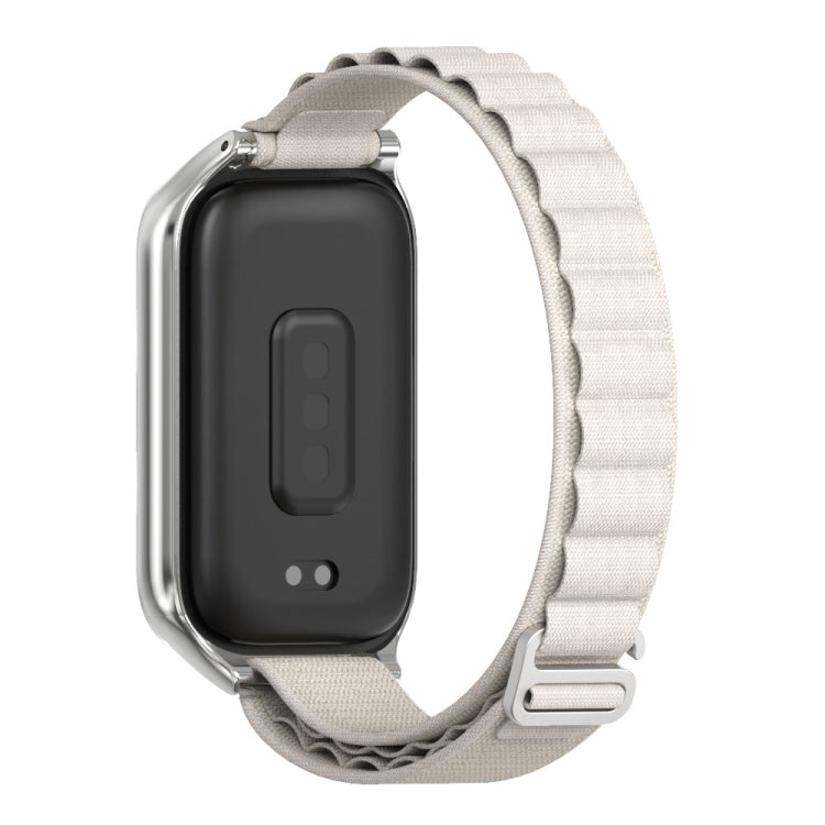 For Xiaomi Smart Band 9 Active / Redmi Band 3 Mijobs Metal Shell Nylon Watch Band(Grey Silver) by MIJOBS