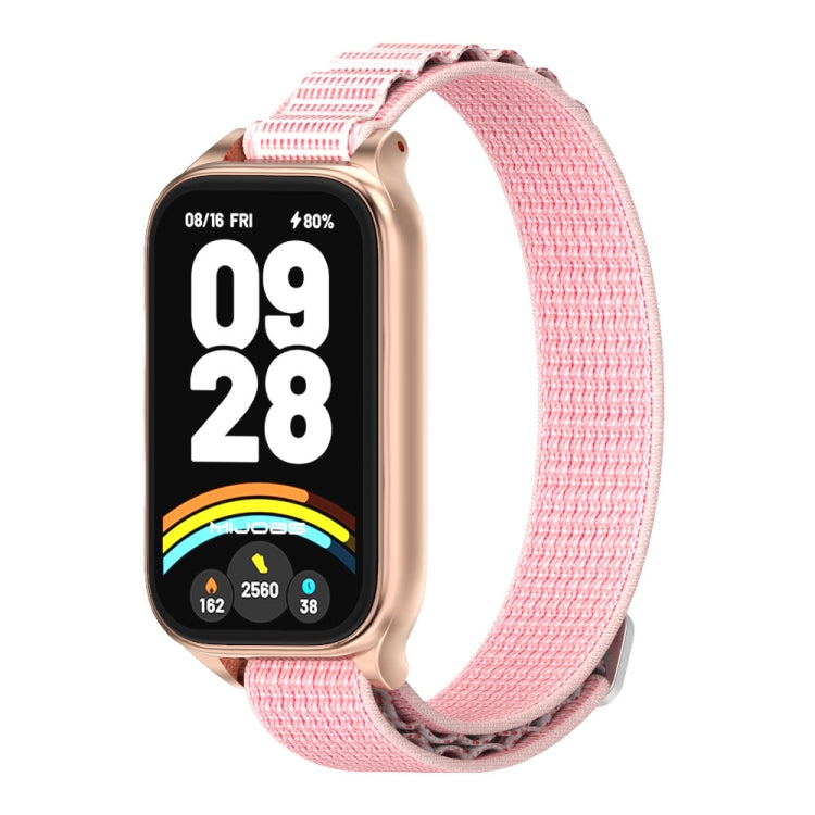 For Xiaomi Smart Band 9 Active / Redmi Band 3 Mijobs Metal Shell Nylon Watch Band(Pink Rose Gold) by MIJOBS