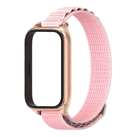 For Xiaomi Smart Band 9 Active / Redmi Band 3 Mijobs Metal Shell Nylon Watch Band(Pink Rose Gold) by MIJOBS