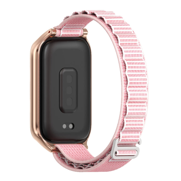 For Xiaomi Smart Band 9 Active / Redmi Band 3 Mijobs Metal Shell Nylon Watch Band(Pink Rose Gold) by MIJOBS