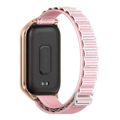 For Xiaomi Smart Band 9 Active / Redmi Band 3 Mijobs Metal Shell Nylon Watch Band(Pink Rose Gold) by MIJOBS