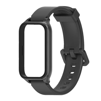 For Xiaomi Smart Band 9 Active / Redmi Band 3 Mijobs Metal Shell Silicone Watch Band(Black) by MIJOBS