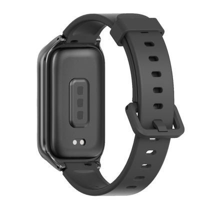 For Xiaomi Smart Band 9 Active / Redmi Band 3 Mijobs Metal Shell Silicone Watch Band(Black) by MIJOBS