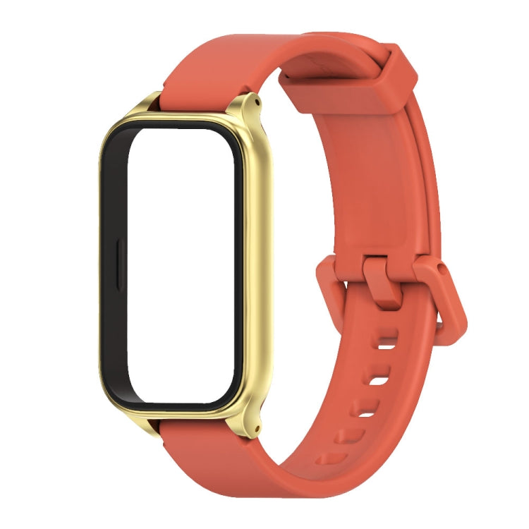 For Xiaomi Smart Band 9 Active / Redmi Band 3 Mijobs Metal Shell Silicone Watch Band(Orange Gold) by MIJOBS