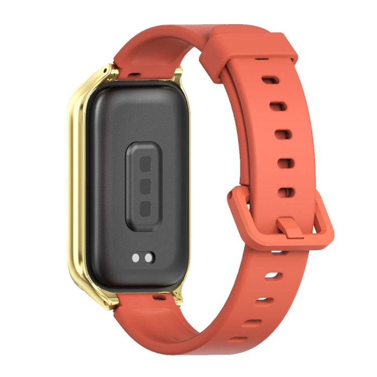 For Xiaomi Smart Band 9 Active / Redmi Band 3 Mijobs Metal Shell Silicone Watch Band(Orange Gold) by MIJOBS