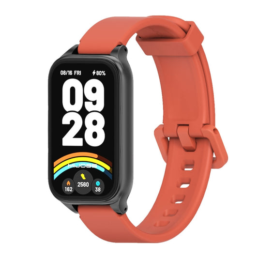 For Xiaomi Smart Band 9 Active / Redmi Band 3 Mijobs Metal Shell Silicone Watch Band(Orange Black) by MIJOBS