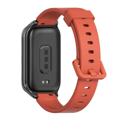 For Xiaomi Smart Band 9 Active / Redmi Band 3 Mijobs Metal Shell Silicone Watch Band(Orange Black) by MIJOBS