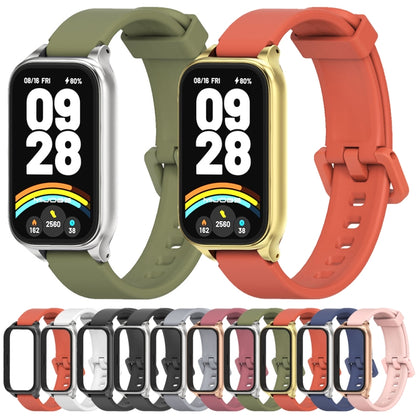 For Xiaomi Smart Band 9 Active / Redmi Band 3 Mijobs Metal Shell Silicone Watch Band(Army Green Silver) by MIJOBS