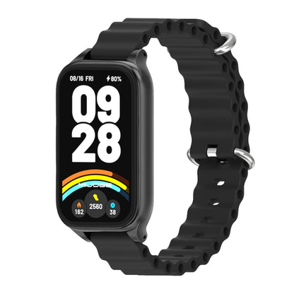 For Xiaomi Smart Band 9 Active / Redmi Band 3 Mijobs Metal Shell Marine Silicone Watch Band(Black) by MIJOBS
