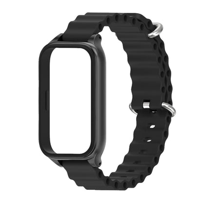 For Xiaomi Smart Band 9 Active / Redmi Band 3 Mijobs Metal Shell Marine Silicone Watch Band(Black) by MIJOBS
