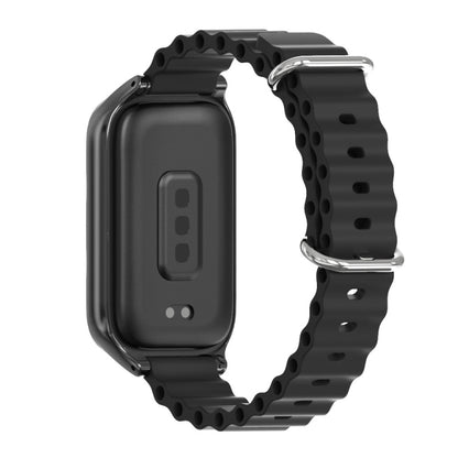 For Xiaomi Smart Band 9 Active / Redmi Band 3 Mijobs Metal Shell Marine Silicone Watch Band(Black) by MIJOBS