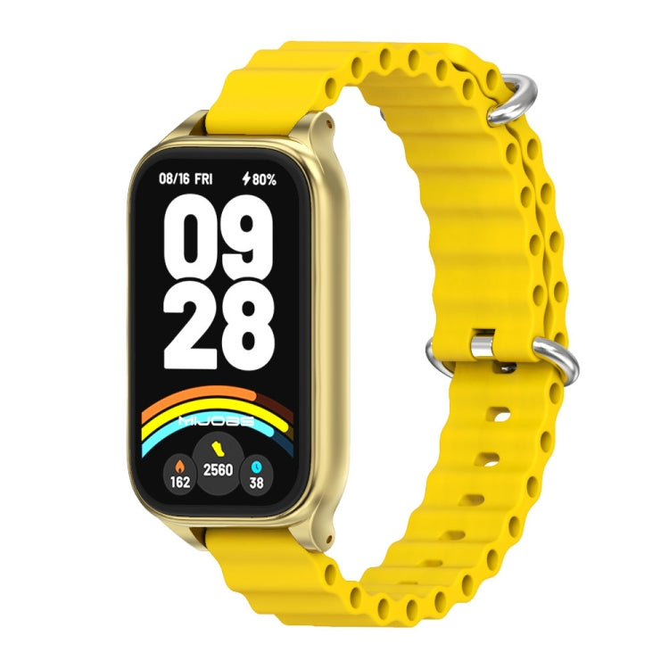 For Xiaomi Smart Band 9 Active / Redmi Band 3 Mijobs Metal Shell Marine Silicone Watch Band(Yellow Gold) by MIJOBS