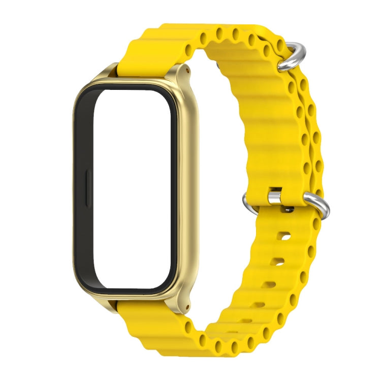 For Xiaomi Smart Band 9 Active / Redmi Band 3 Mijobs Metal Shell Marine Silicone Watch Band(Yellow Gold) by MIJOBS