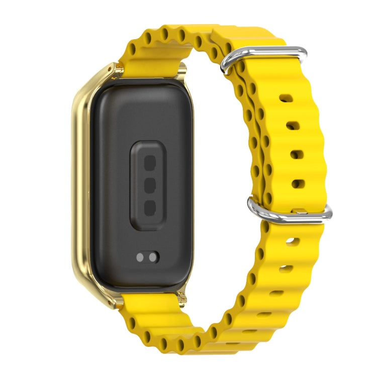 For Xiaomi Smart Band 9 Active / Redmi Band 3 Mijobs Metal Shell Marine Silicone Watch Band(Yellow Gold) by MIJOBS