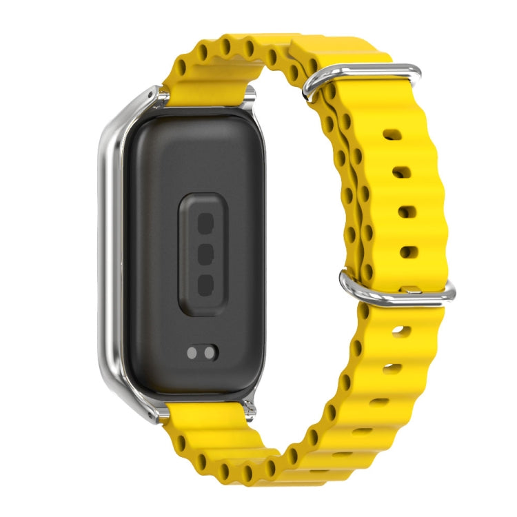 For Xiaomi Smart Band 9 Active / Redmi Band 3 Mijobs Metal Shell Marine Silicone Watch Band(Yellow Silver) by MIJOBS
