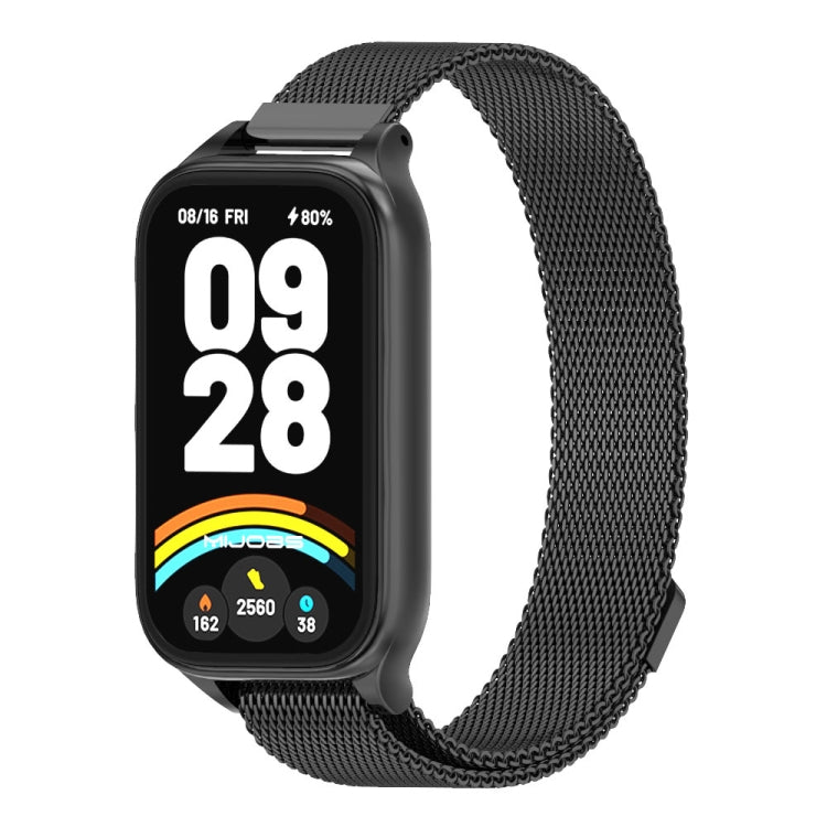 For Xiaomi Smart Band 9 Active / Redmi Band 3 Mijobs Metal Shell Milan Magnetic Watch Band(Black) by MIJOBS