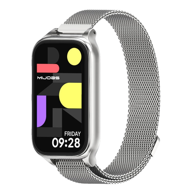 For Xiaomi Smart Band 9 Active / Redmi Band 3 Mijobs Metal Shell Milan Magnetic Watch Band(Silver) by MIJOBS