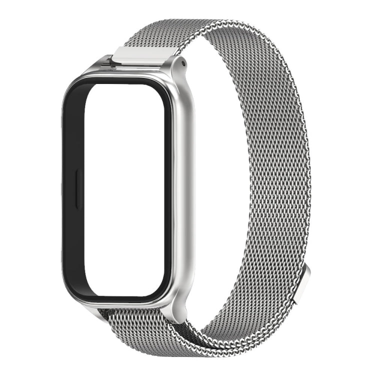 For Xiaomi Smart Band 9 Active / Redmi Band 3 Mijobs Metal Shell Milan Magnetic Watch Band(Silver) by MIJOBS