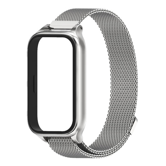 For Xiaomi Smart Band 9 Active / Redmi Band 3 Mijobs Metal Shell Milan Magnetic Watch Band(Silver) by MIJOBS