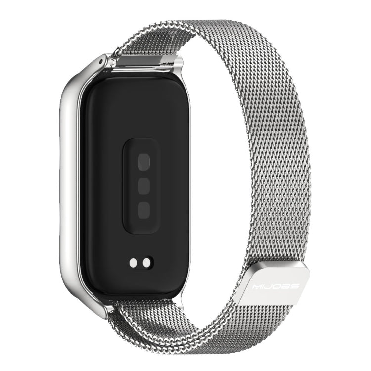 For Xiaomi Smart Band 9 Active / Redmi Band 3 Mijobs Metal Shell Milan Magnetic Watch Band(Silver) by MIJOBS