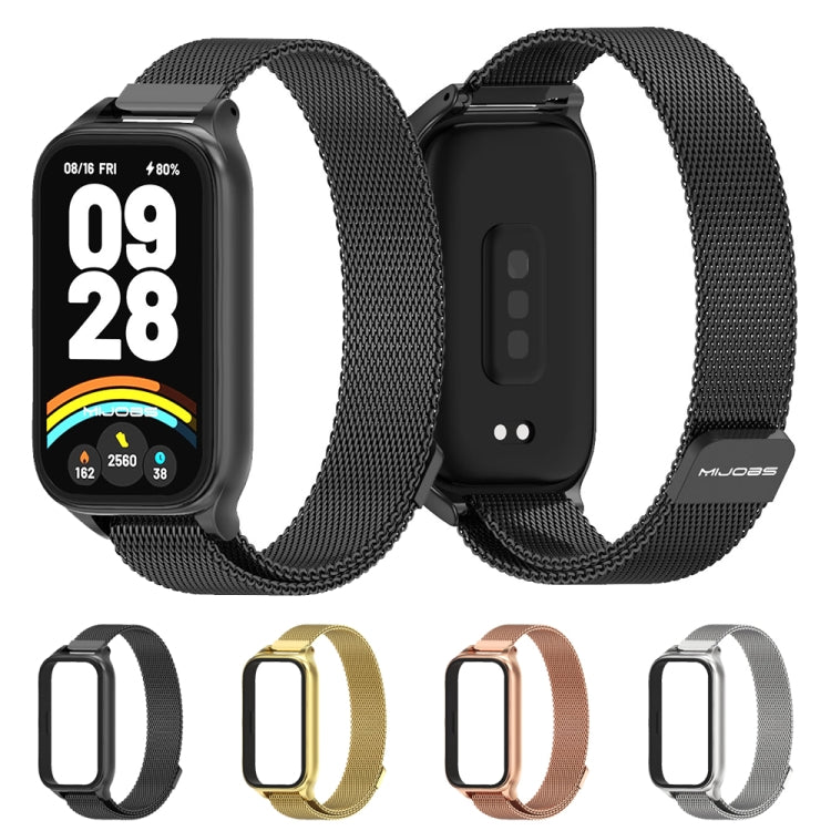 For Xiaomi Smart Band 9 Active / Redmi Band 3 Mijobs Metal Shell Milan Magnetic Watch Band(Black) by MIJOBS