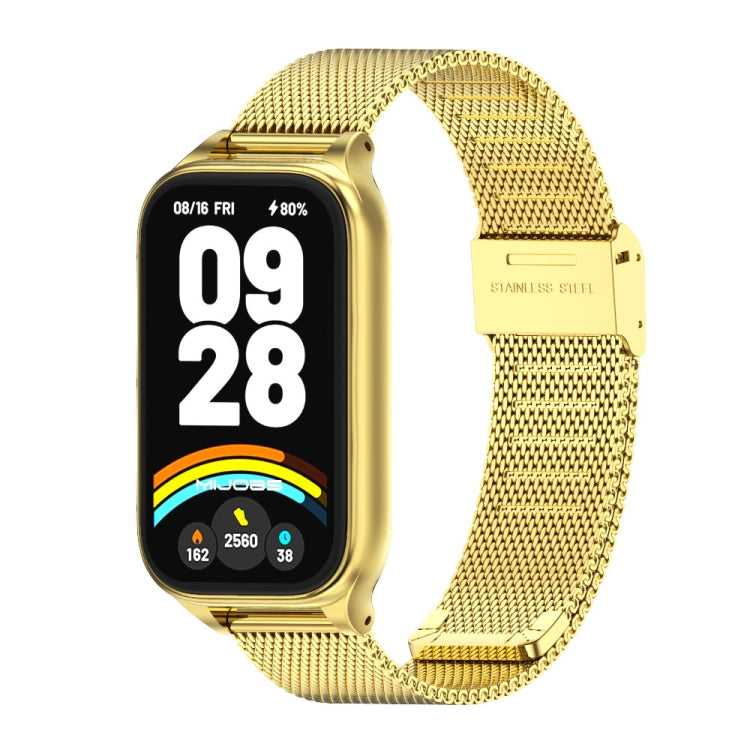 For Xiaomi Smart Band 9 Active / Redmi Band 3 Mijobs Metal Shell Milan Buckle Watch Band(Gold) by MIJOBS