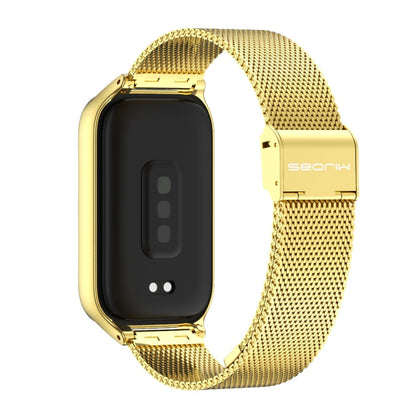 For Xiaomi Smart Band 9 Active / Redmi Band 3 Mijobs Metal Shell Milan Buckle Watch Band(Gold) by MIJOBS