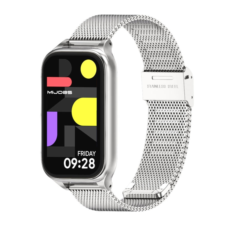 For Xiaomi Smart Band 9 Active / Redmi Band 3 Mijobs Metal Shell Milan Buckle Watch Band(Silver) by MIJOBS