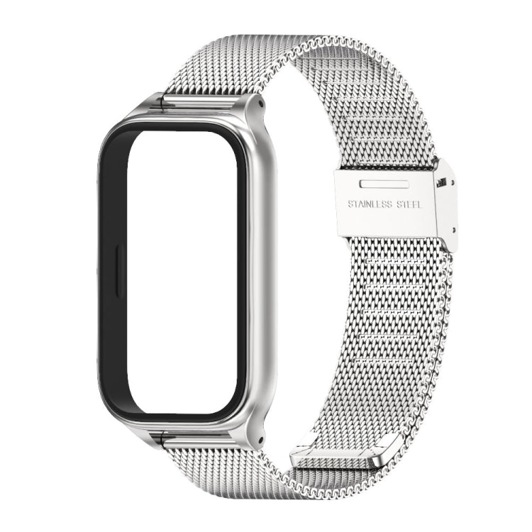 For Xiaomi Smart Band 9 Active / Redmi Band 3 Mijobs Metal Shell Milan Buckle Watch Band(Silver) by MIJOBS