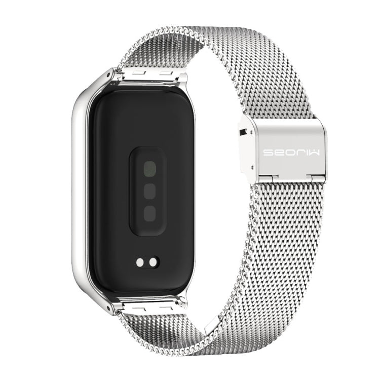 For Xiaomi Smart Band 9 Active / Redmi Band 3 Mijobs Metal Shell Milan Buckle Watch Band(Silver) by MIJOBS