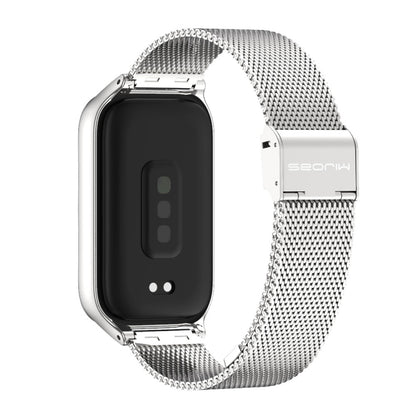 For Xiaomi Smart Band 9 Active / Redmi Band 3 Mijobs Metal Shell Milan Buckle Watch Band(Silver) by MIJOBS