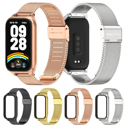 For Xiaomi Smart Band 9 Active / Redmi Band 3 Mijobs Metal Shell Milan Buckle Watch Band(Silver) by MIJOBS