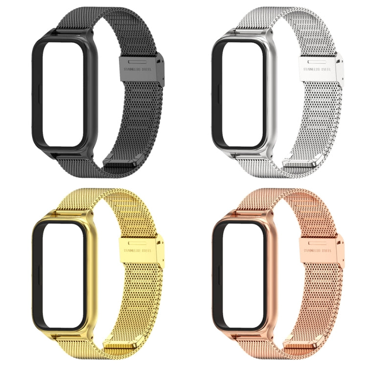 For Xiaomi Smart Band 9 Active / Redmi Band 3 Mijobs Metal Shell Milan Buckle Watch Band(Gold) by MIJOBS