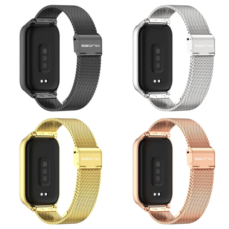 For Xiaomi Smart Band 9 Active / Redmi Band 3 Mijobs Metal Shell Milan Buckle Watch Band(Silver) by MIJOBS