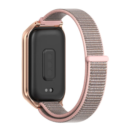 For Xiaomi Smart Band 9 Active / Redmi Band 3 Mijobs Metal Shell Nylon Loop Watch Band(Pink Rose Gold) by MIJOBS