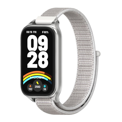 For Xiaomi Smart Band 9 Active / Redmi Band 3 Mijobs Metal Shell Nylon Loop Watch Band(Sea Shell Silver) by MIJOBS