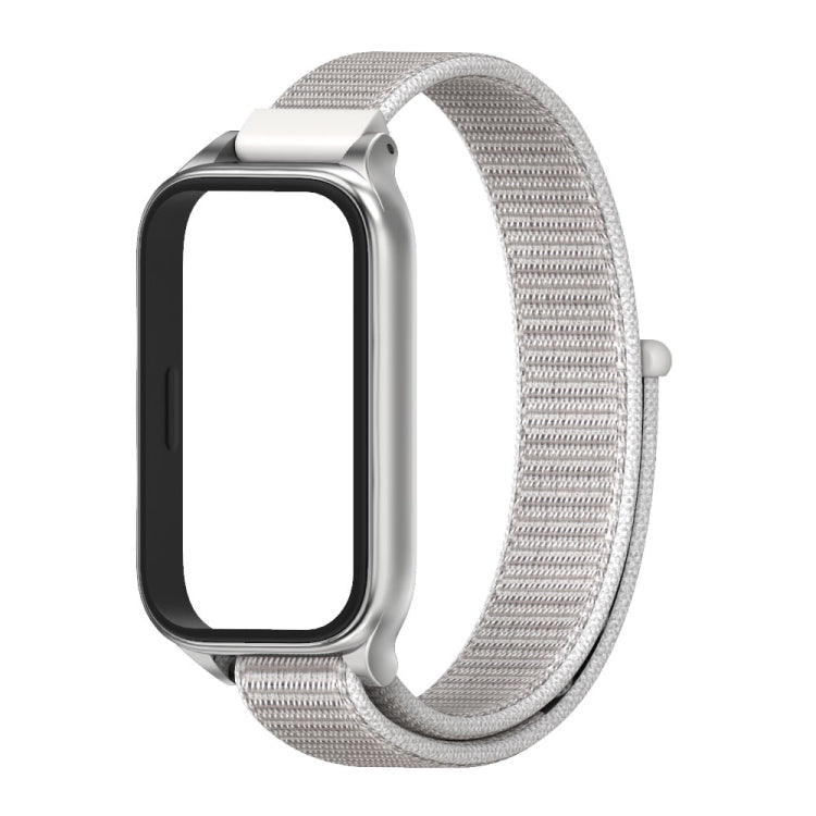 For Xiaomi Smart Band 9 Active / Redmi Band 3 Mijobs Metal Shell Nylon Loop Watch Band(Sea Shell Silver) by MIJOBS