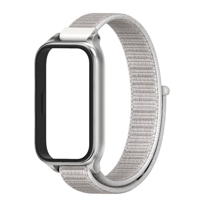 For Xiaomi Smart Band 9 Active / Redmi Band 3 Mijobs Metal Shell Nylon Loop Watch Band(Sea Shell Silver) by MIJOBS