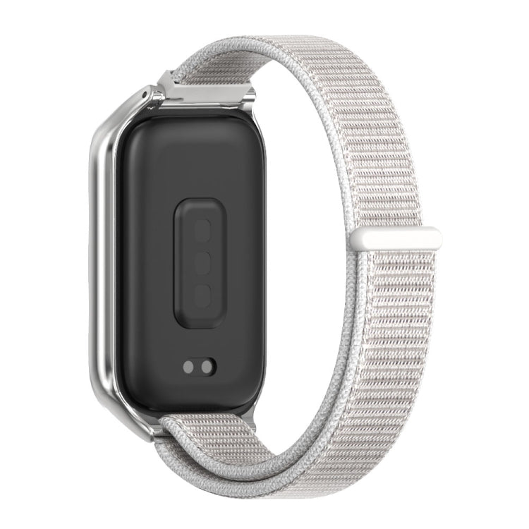 For Xiaomi Smart Band 9 Active / Redmi Band 3 Mijobs Metal Shell Nylon Loop Watch Band(Sea Shell Silver) by MIJOBS