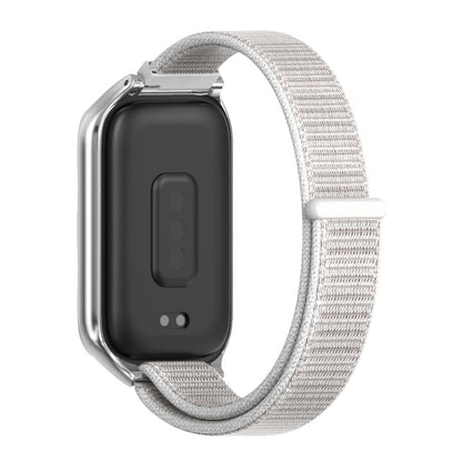 For Xiaomi Smart Band 9 Active / Redmi Band 3 Mijobs Metal Shell Nylon Loop Watch Band(Sea Shell Silver) by MIJOBS