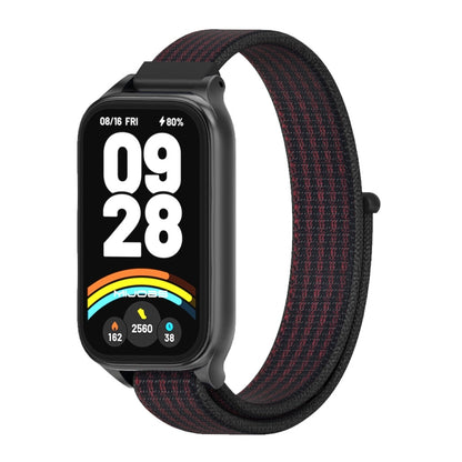 For Xiaomi Smart Band 9 Active / Redmi Band 3 Mijobs Metal Shell Nylon Loop Watch Band(Black Red) by MIJOBS