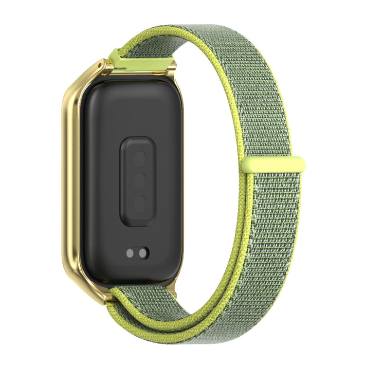 For Xiaomi Smart Band 9 Active / Redmi Band 3 Mijobs Metal Shell Nylon Loop Watch Band(Bright Yellow Gold) by MIJOBS