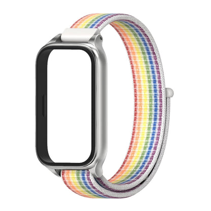 For Xiaomi Smart Band 9 Active / Redmi Band 3 Mijobs Metal Shell Nylon Loop Watch Band(Colorful Silver) by MIJOBS