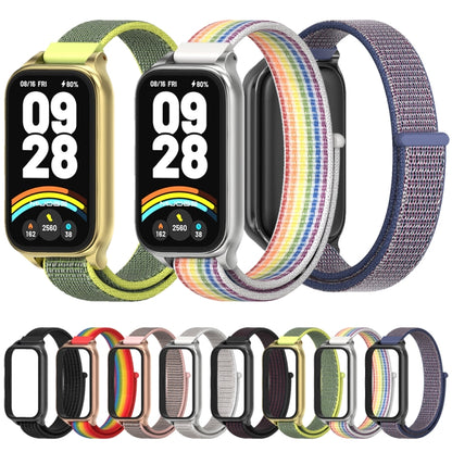 For Xiaomi Smart Band 9 Active / Redmi Band 3 Mijobs Metal Shell Nylon Loop Watch Band(Black Red) by MIJOBS